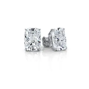 Javda Lab Diamond 14K White Gold Cushion Studs Earring with Push Back for Women - IGI Certified 8.05 Ctw.