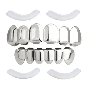 925 Grillz Top & Bottom Silver Plated Hip Hop Men's & Women's Fashion Teeth