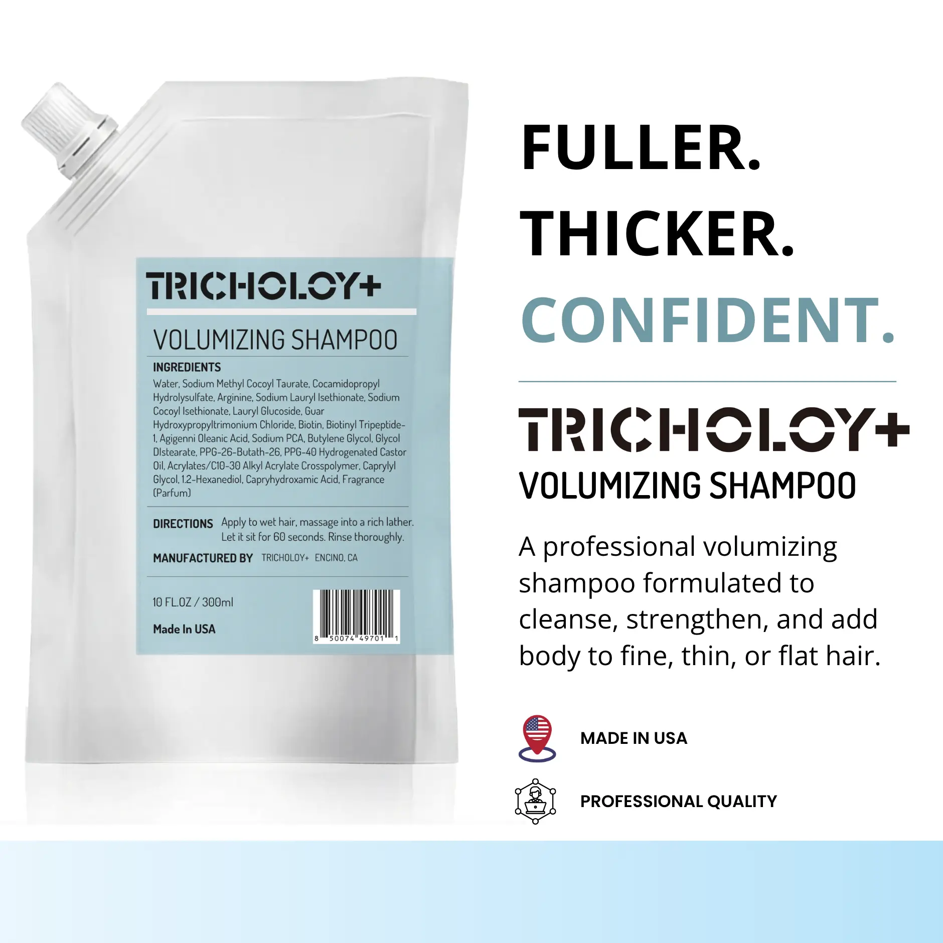 [Buy 1 Get 1 Free] Tricholoy+ Anti-Hair Fall & Less Shedding & Volumizing Shampoo | Biotin, Arginine & Oleanolic Acid | Strengthens Roots | Promotes Hair Growth | Oil Control & Scalp Nourishment | 300ML