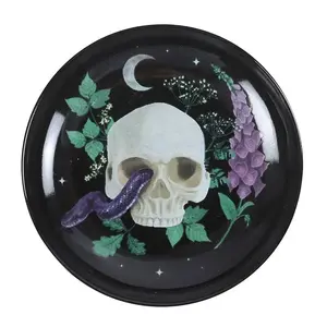4in Elegant Gothic Skull Ceramic Trinket Dish - Unique Functional Venom & Vines Themed Plate with Snake Design, Child-Safe Jewelry Storage, Gothic Tableware Decor Gift