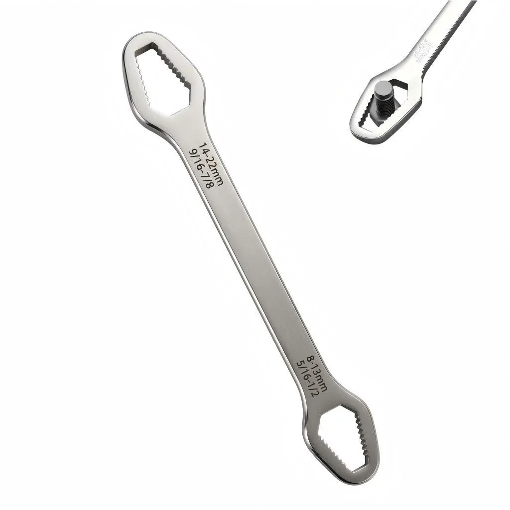 Universal Self-Tightening Double-Head Torx Wrench (8-24mm, 5/16"-7/8"), Heavy-Duty Steel Adjustable Torque Spanner for Auto Repair, DIY Projects & Home Tools