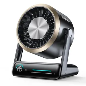 CoolHill Powerful Turbo Multifunctional Cooling Fan - 100-Speed Digital Display, Low-Noise, Rechargeable Personal, Wall-Mounted Desktop Table Fan for Home Office, White, Powerful Turbo Fan