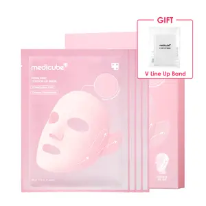 [medicube] PDRN Pink Firming Care Mask | 3-Step Firming Care Mask with Ear Hooks for De-Puffing & Contoured Skin | 99% Salmon PDRN, NAD, Caffeine | K-Beauty, Korean Skincare V-Line Tightening Mask