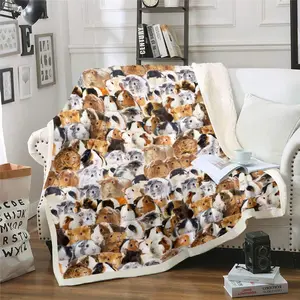 Feelyou Guinea Pig Fleece Blanket - Reversible Fluffy Sherpa Throw for Bed, Sofa - Soft Cozy Cute Cavy Pet Plush Blanket, Ultra Warm Textile for Cavy Owners, Reversible Fluffy Blanket, Soft Cozy Blanket