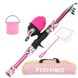 Fishing Rod Reel Set, Beginner Fishing Gear, Press-Release Reel, Bucket Net, Storage Bag, Ideal for Outdoor Activities