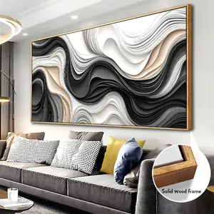 A wooden frame - Modern abstract large-sized canvas painting printed poster art -1.5 inches thick - Wall mounted for decoration in living rooms, offices, dining rooms, and bedrooms - Local warehouse