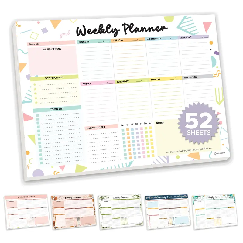 Weekly Planner Pad - 52 Easy Tear-Off Sheets Notepad,11x8.5in Weekly Planner Sheets, Weekly To Do List Notepad