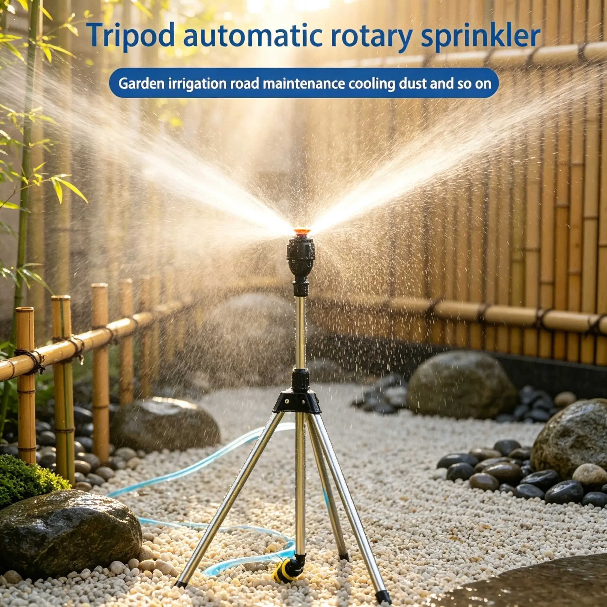 360° Automatic Rotation Irrigation Sprinkler Head, Yard Sprinkler, Garden Sprinklers, Automatic Lawn Sprinkler, Automatic Irrigation Equipment, Stainless Steel Tripod, Adjustable Height, Durable Plastic, Efficient Watering for Gardens