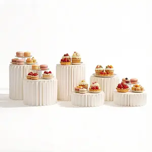White 6-Piece Cake Stand Set - 3 Layered Heights, Twin Base Combo for Birthday, Wedding Dessert Tables
