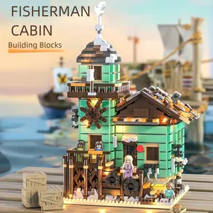 New Beach Fisherman Hut Building Block Model Kit, Romantic Life Scene Decoration, Precise Building Assembly, Holiday Birthday Gift