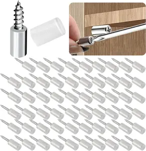 30Pcs Screw In Shelf Pins With Anti Slip Silicone Sleeve Self Tapping Cabinet Laminate Support Pegs For Bookcase Wardrobe Closet Kitchen Furniture Glass Display Case Strong Load Bearing Durable Construction Simple Fast Installation