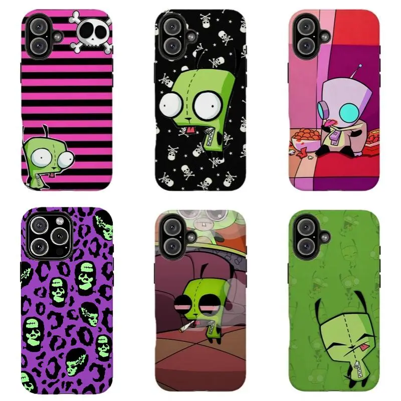 Y2K Invader Z1m G1r Phone Case ,Cartoon Aesthetic Gift ,Trendy Protective Cover,for iPhone 17 16 15 14 13 12 11 Pro Max for Samsung S21 S22 S23 S24 S25 S26 Plus Ultra,The Best Gift for Yourself, Partner,Friends, and Family, Phone Accessories