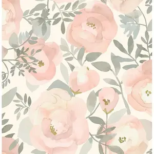 NuWallpaper NUS3829 Rose Peachy Keen Peel & Stick Wallpaper, Pink