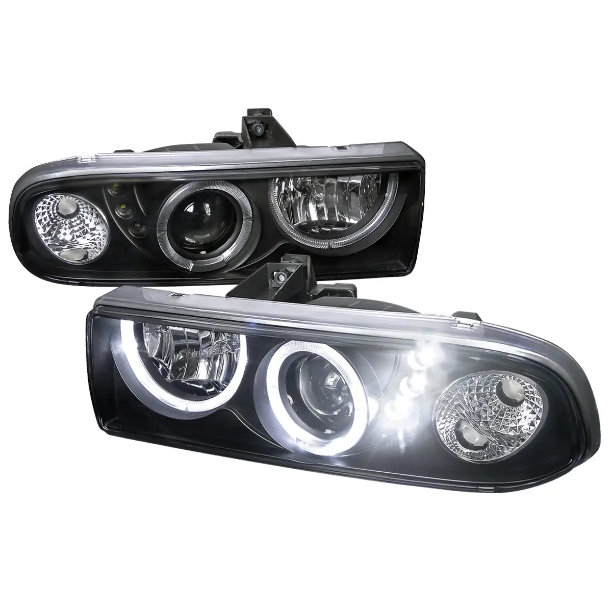 1998-2004 S10 Dual Halo Projector Headlights (Matte Black Housing/Clear Lens)