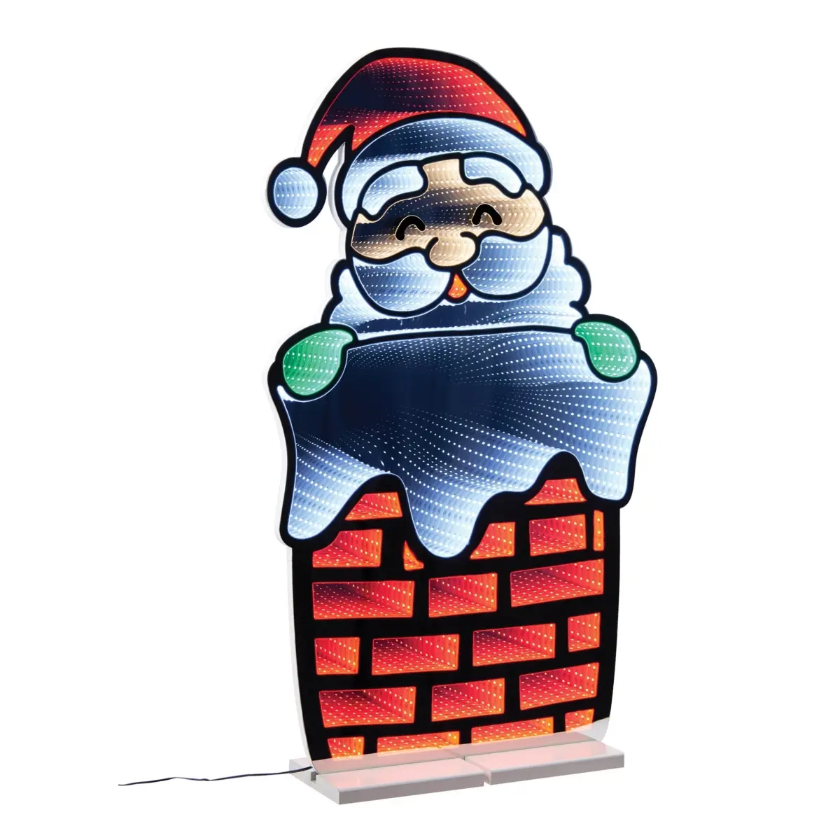 Melrose 95950DS 35 in. Covered Acrylic UL Plug-Powered Ekkolight Infinity Lights, Santa Theme Chimney Design, Red & White Festive Decorative Lights for Indoor Displays, Christmas Decoration