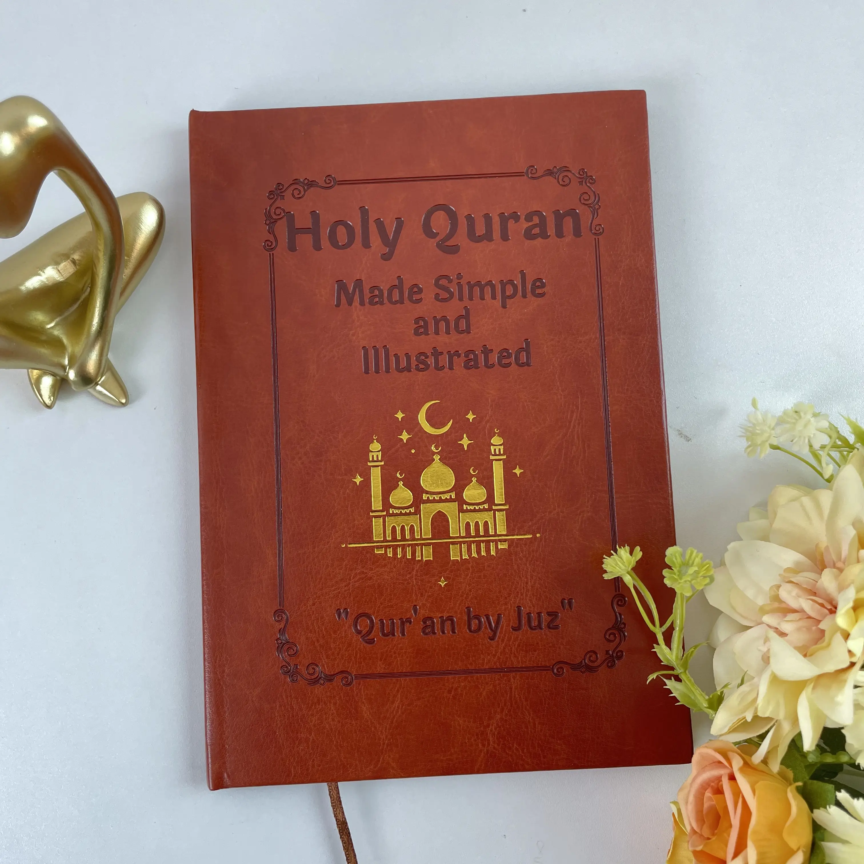 Islamic Quran Study Notebook with Leather Cover, 114 Chapters, Illustrated Tafsir & Easy Explanations, Beginner-Friendly Guide for New Learners, Ramadan-Eid Gift (Islamic Education Resource)