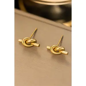 18K Gold Plated Knot Stud Earrings