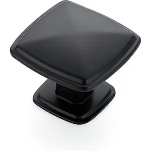25 Pack Matte Black Square Single Hole Kitchen Cabinet Knob Cabinet Hardware for Dresser Drawer Pulls and Knobs