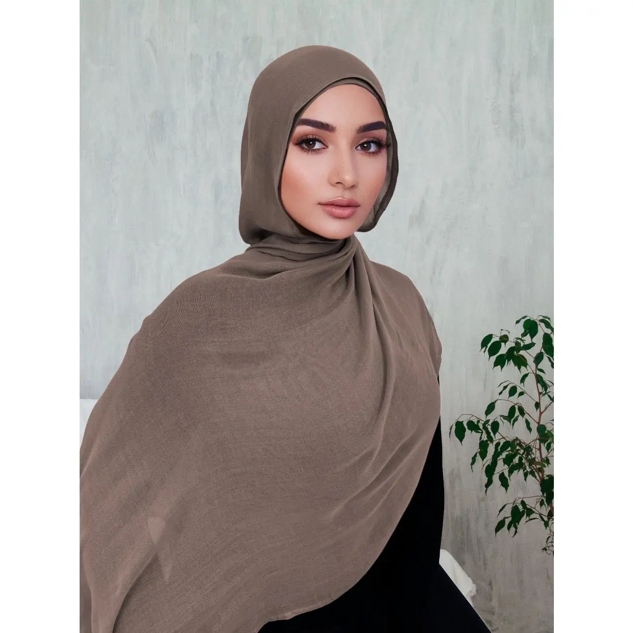 Premium Breathable Modal Hijab (Khaki Gray) long scarf