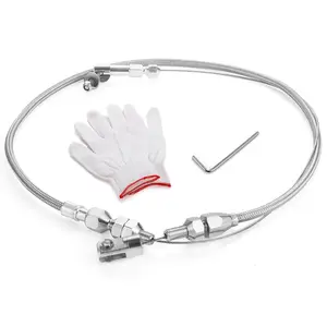 24" Universal Throttle Cable Stainless Steel Braided Covering Locking Kit With Aluminum Fitting & Ferrule  Accelerator Adjustable Automotive Replacement Part