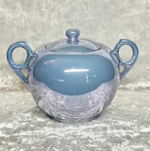 Vintage Blue Lusterware Sugar Bowl