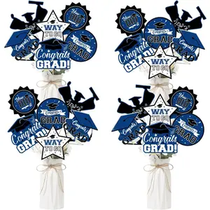 24 count Graduation Party Decorations Class of 2026, Graduation Centerpieces for Tables, 2026 Congrats Grad Party Centerpiece Stick Table Toppers for Graduation Party Supplies (Blue)