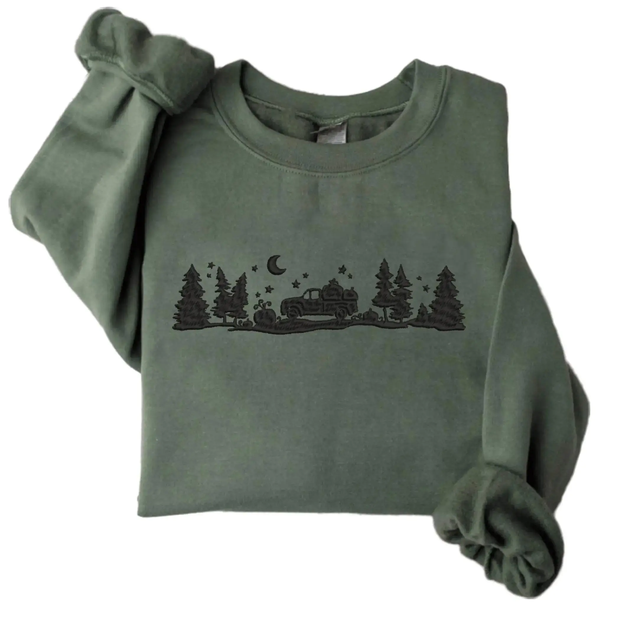 Fall Pumpkin Patch Custom Embroidered Sweatshirt- Unisex, Cute, Halloween Sweatshirt, Cotton Crewneck, Loose Jersey Menswear Fitted Hoodie Medium Oversized