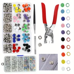 200 Pieces Metal Press Stud Set with Pliers 10 Colours No Sewing 9.5 Mm for DIY Crafts Clothing Bags