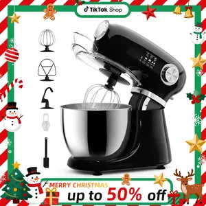【Christmas Gift】Stand Mixer, 12 Speeds Tilt-Head Electric Commercial Stand Mixer, 3-In-1 Kitchen Mixer with Bowl, Dough Hook, Whisk and Beater, Black