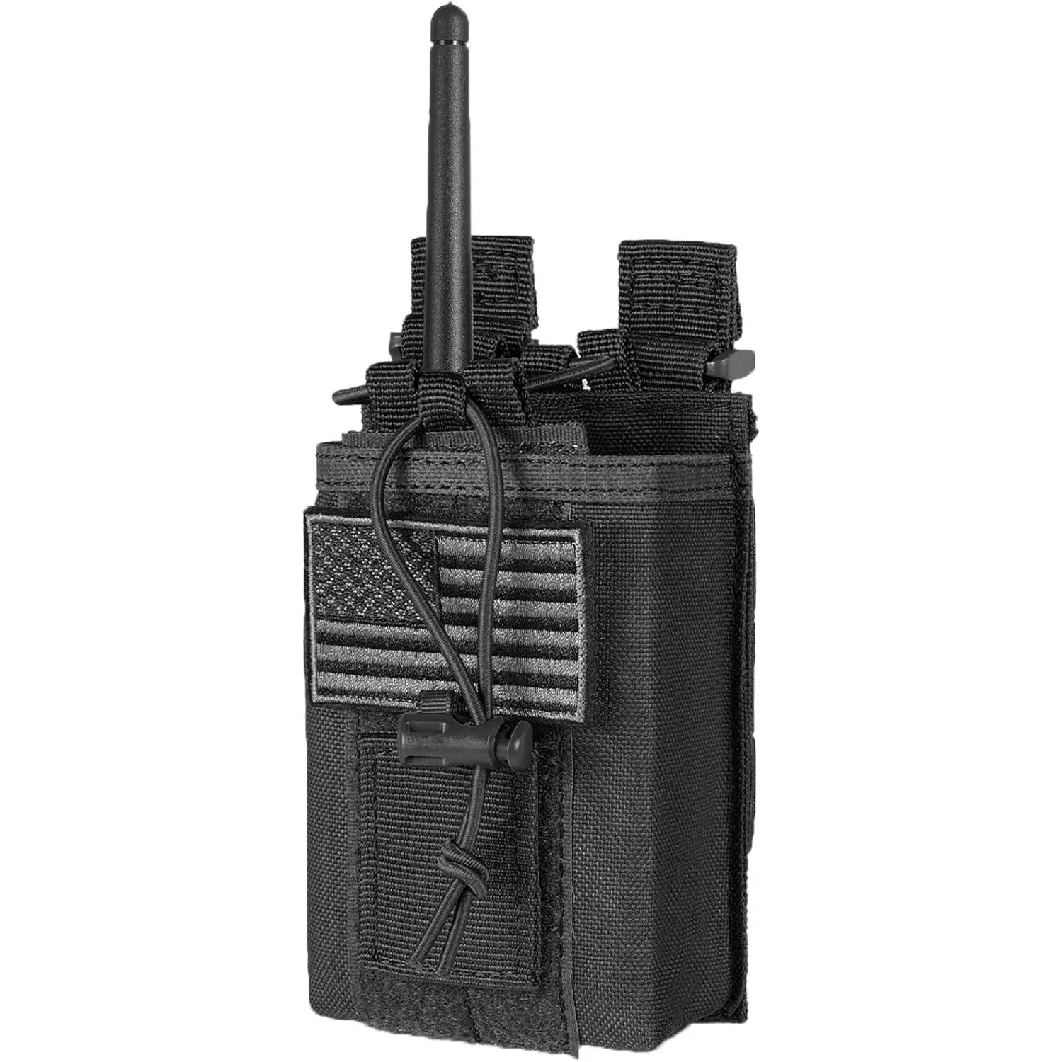 Black Tactical Radio Holder for Portable Walkie Talkie, MOLLE System Adjustable Water-Resistant Universal Case with Hook Loop, Detachable Vest Attachment for 2-Way Radios, Sports & Outdoor Accessory, Two Way Radios