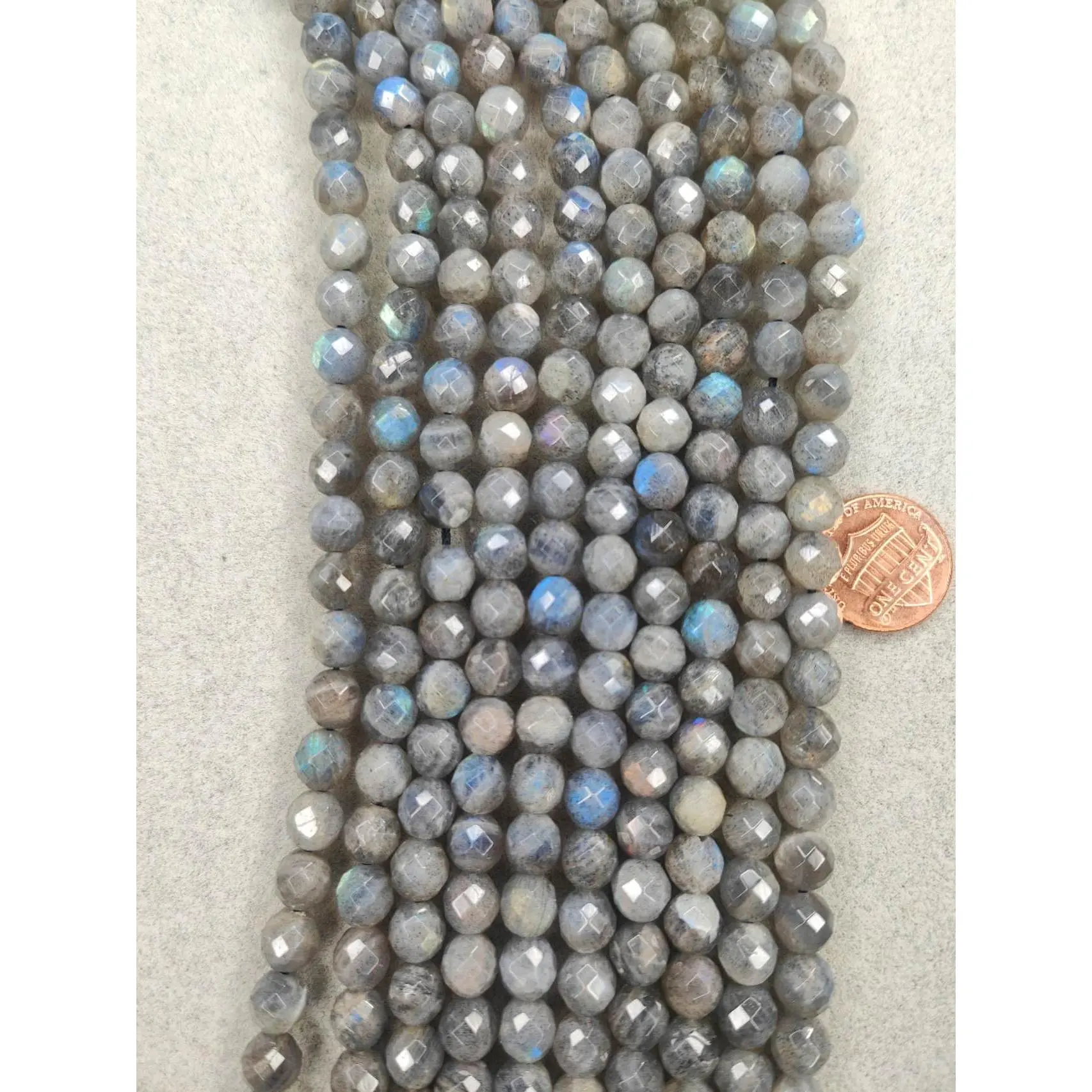 labradorite faceted round 8mm 16"strand