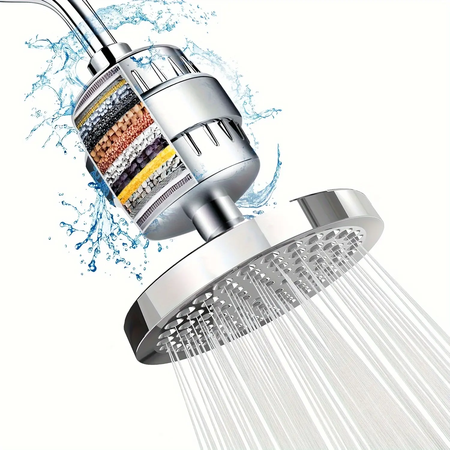 Filter Shower Set, 20-Stage Shower Filter - Effectively Reduces Chlorine and Heavy Metals, High Pressure Shower Filter with 6-Inch Round, Deluxe Polished Chrome Removes Chlorine Fluoride and Harmful Substances