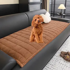 1pc corduroy sofa cushion, plush touch, solid color edging sofa cushion with checkered stripes, modern home decoration, machine washable, Dustproof Sofa Cover, suitable for 2-person, 3-person, 4-person sofas, suitable for home environments