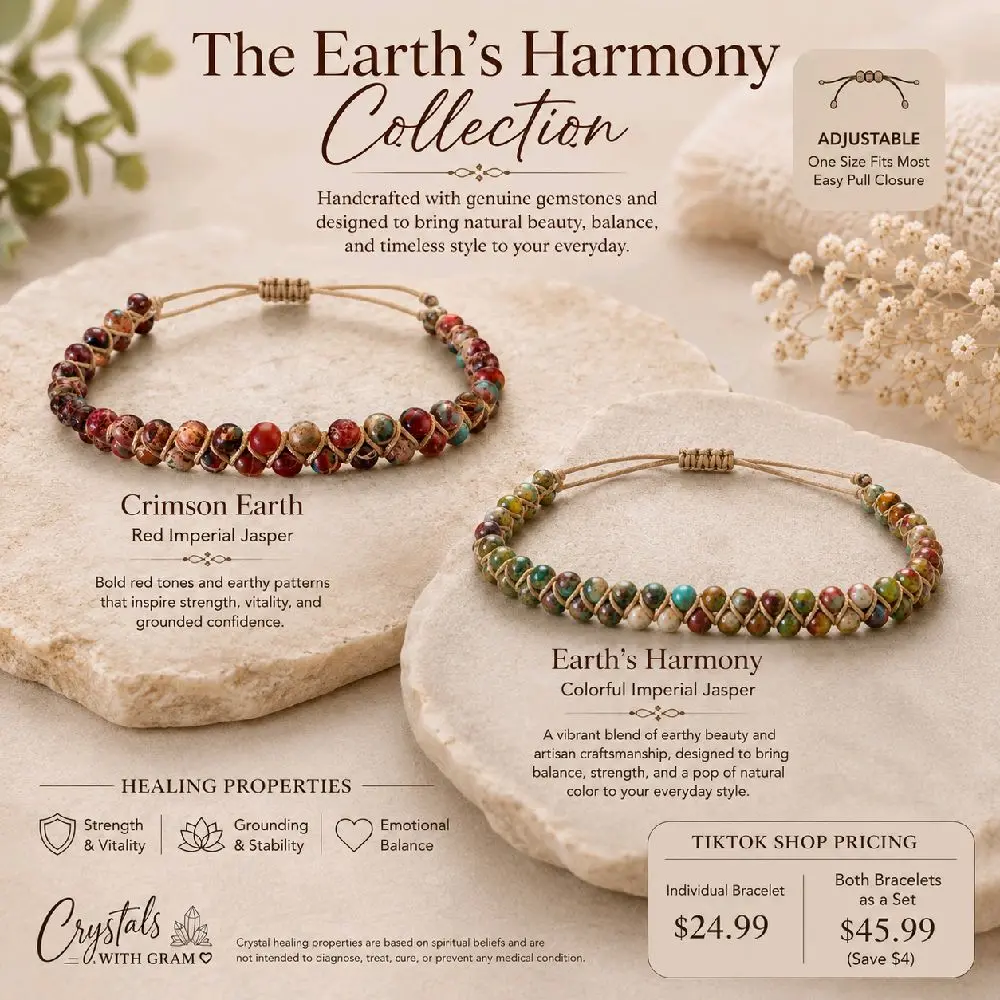 The Earth's Harmony Collection – Adjustable Imperial Jasper Bracelets