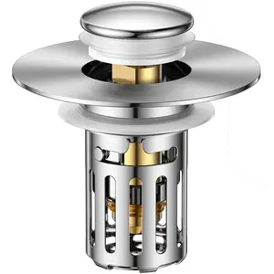 Drain Defender – Universal Pop-Up Sink Stopper with Removable Stainless Steel Mesh Filter (Blocks Hair/Clogs/Foul Odors in Bathroom & Kitchen Sinks)