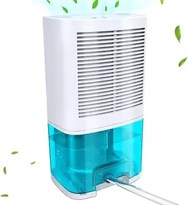 68oz(2000ml) Small Dehumidifier with Drain Hose - Moisture Eliminator, Silent Portable, Automatic Drainage - Covers Up to 650 sq.ft for Home Basements, Bedrooms, RV, Moisture Eliminator Dehumidifiers, Silent Portable Dehumidifiers