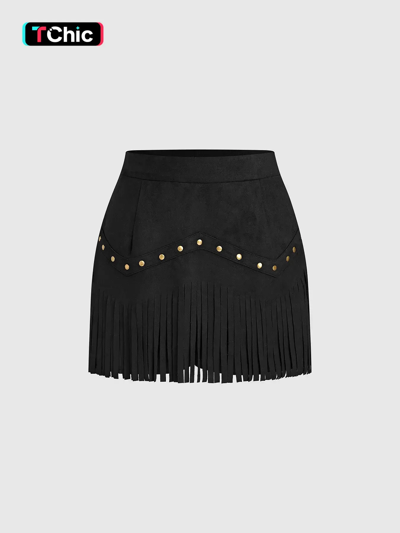 1 Faux Suede Fringe Skort Women | High Waist Studded Bodycon Skort | Western Cowgirl Music Festival Outfit  | Y2K Retro Party Going Out Womenswear Cute Skorts
