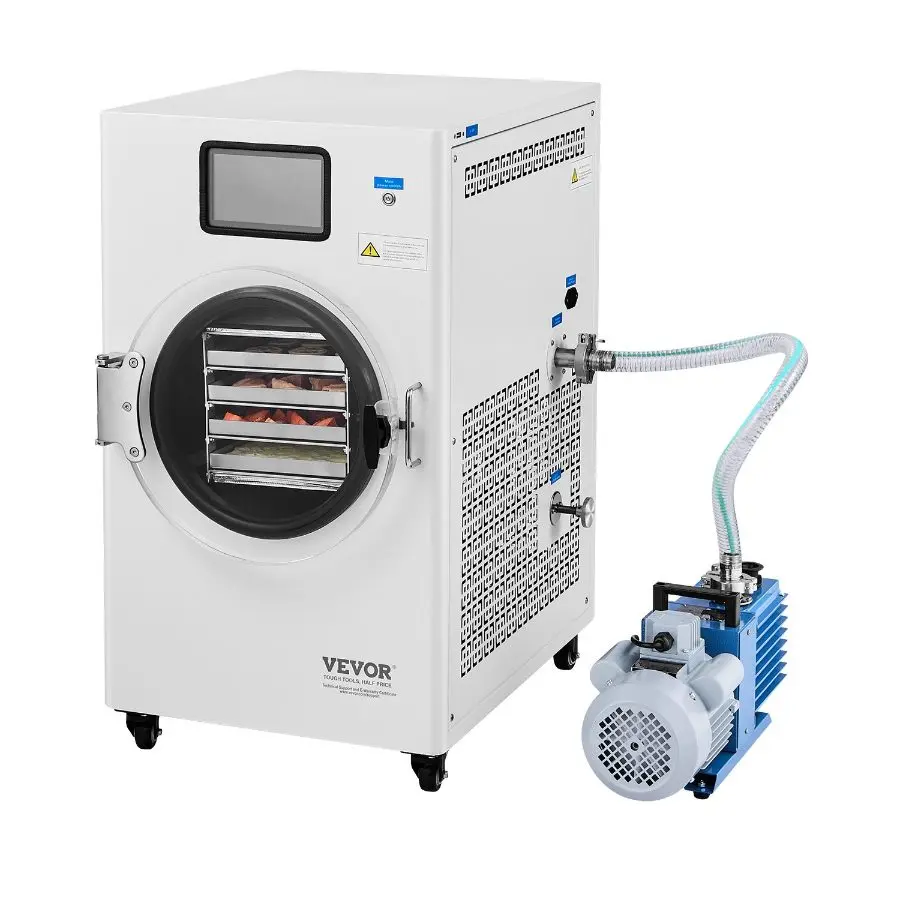 VEVOR Vacuum Freeze Dryer Machine, 8.8-13.2 LBS/Batch Food Drying Machine with 4-Layer Trays, Vacuum Pump, Adjustable Timer, Temperature Control, for Fruits, Vegetables, White