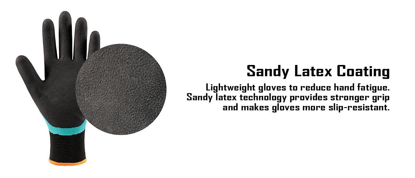 COOLJOB 2/6 Pairs Waterproof Gardening Work Gloves with grip, Double Rubber Coated (Blue)