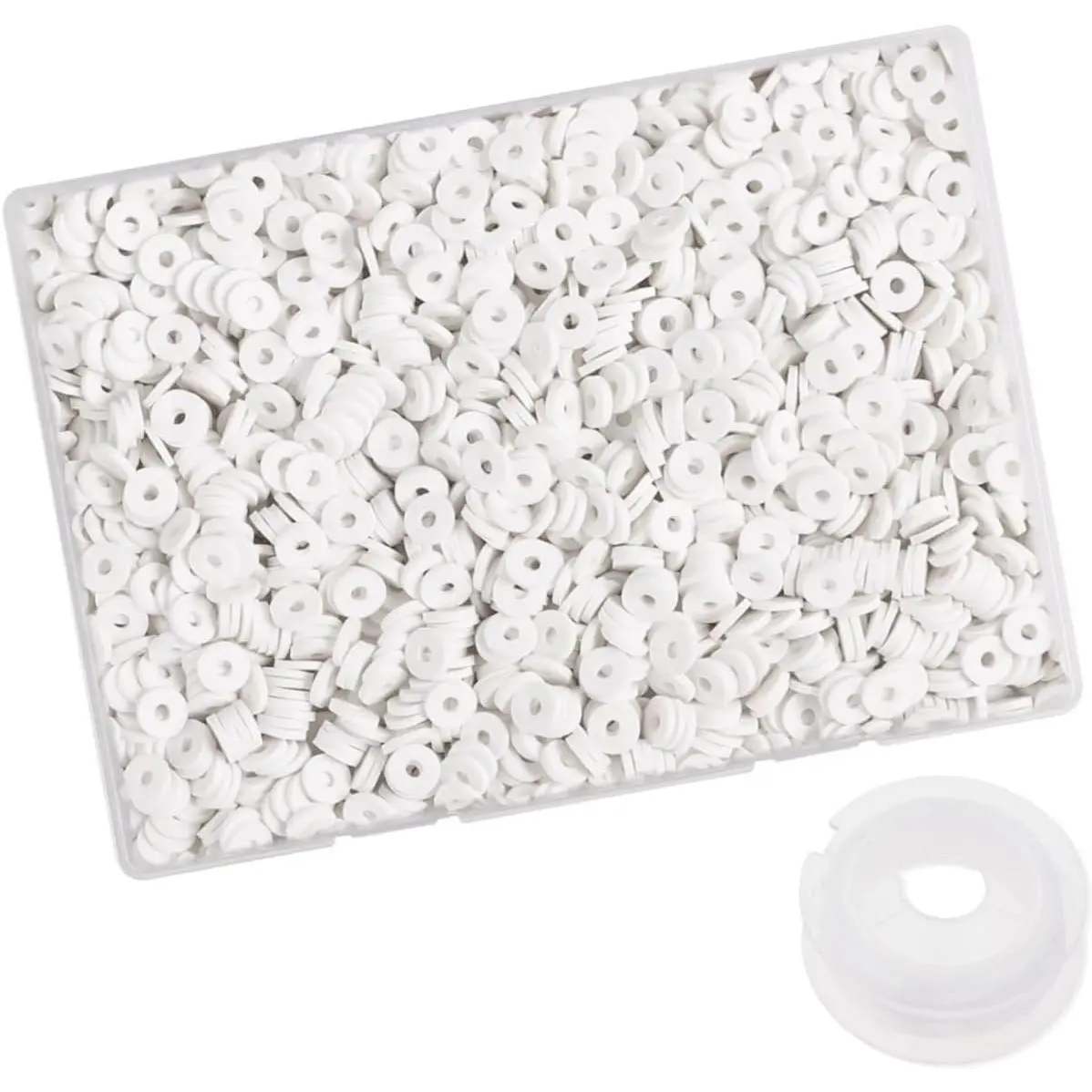 4100 count White Clay Beads Bracelet Making Kit, 6mm Polymer Spacer Flat Heishi Beads for  Necklace Earring Making