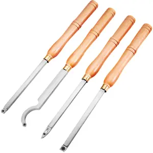 【fathersdaygift】VEVOR Wood Turning Tools for Lathe 4 PCS Set, Carbide Lathe Tools with Diamond Shape, Round, Square Cutters, Turning Lathe Chisels with Comfortable Grip Handles Lathe Tools for Craft DIY Hobbyists
