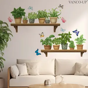A set (30*60cm*2pcs) of potted butterfly 2D flat wall stickers, home decoration self-adhesive wall stickers, Decorative wall sticker, M20301-NC