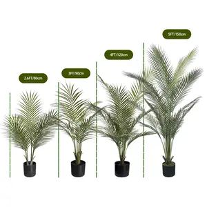 2-5FT Realistic Artificial Mini Areca Palm Tree(2 Pack), Realistic Faux Areca Palm Plants Pre-Potted, Fake Tropical Greenery for Indoor Outdoor Home Patio Decor