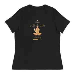"Soft Life Loading" Women's Cotton T-Shirt by TEBA graphic tees women