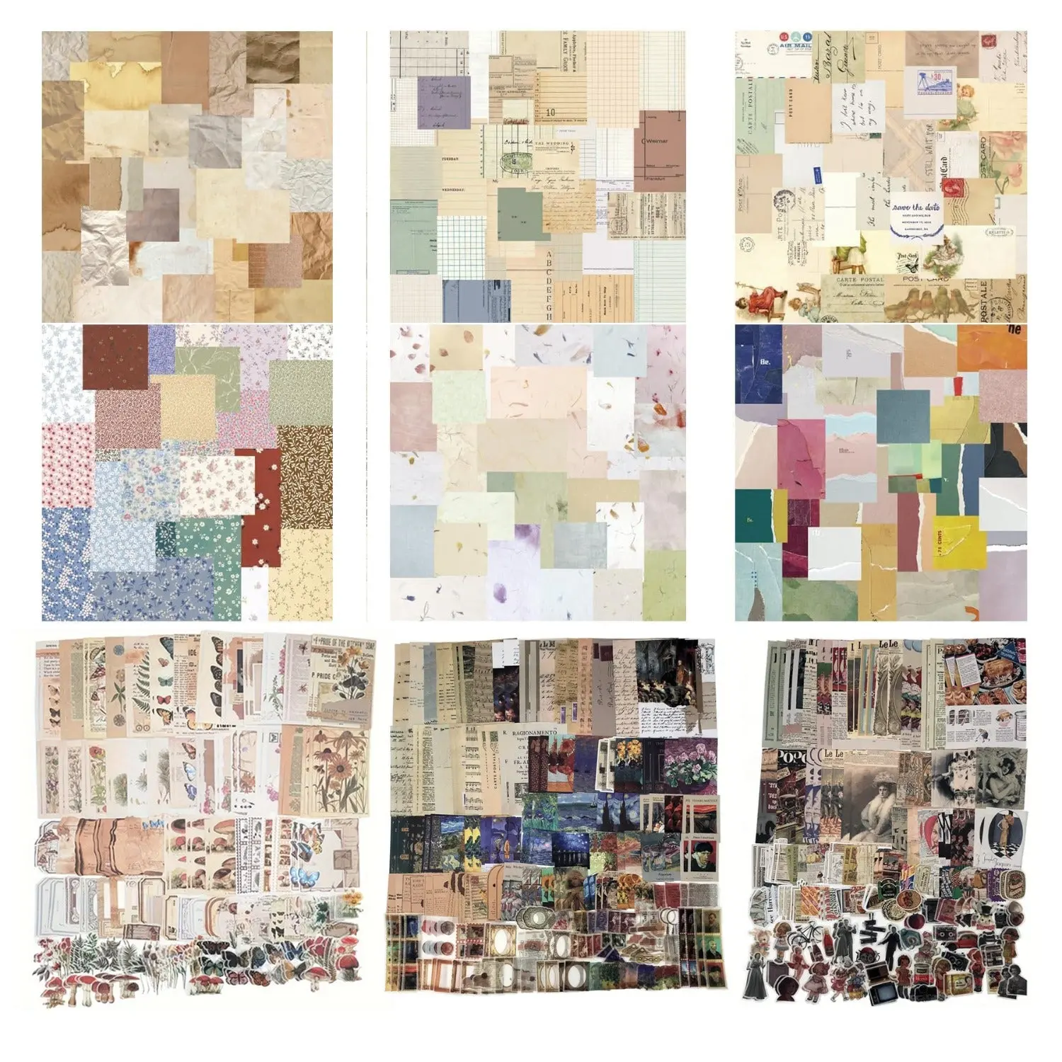 960-Piece Acid-Free Scrapbooking Crafts Kit - Embellished Cardstock Paper, Assorted Floral Designs, Shabby Chic/Cottagecore Aesthetic, 12x12 cm/8.5x11 in, for Bullet Journals & Planners (Office Stationery Supplies)