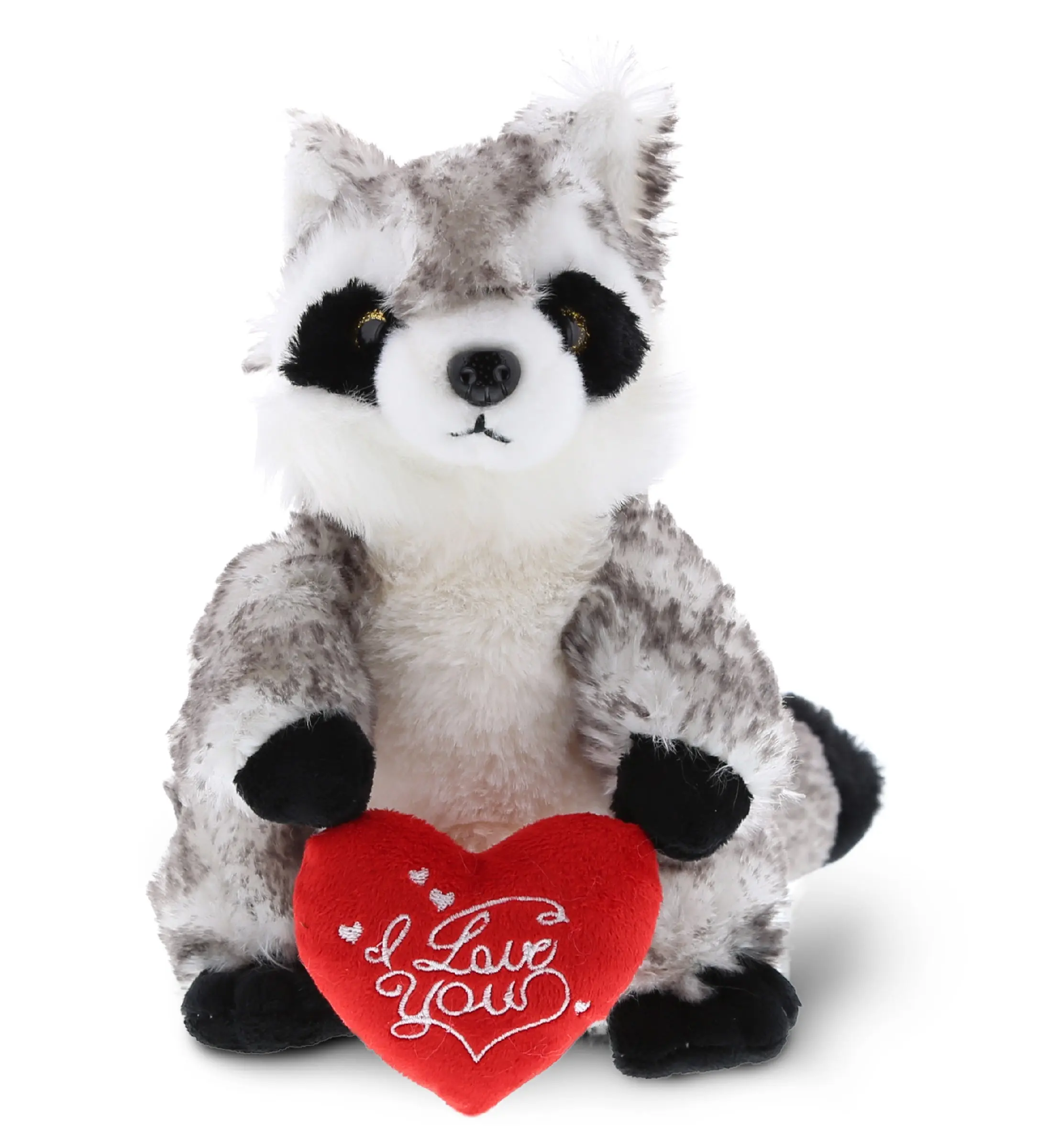 DOLLIBU Cuddly Stuffed Raccoon - Unisex Animal Theme Stuffed Animal, Polyester with Red "I Love You" Heart, Super Soft Plush Toy for Ages 0-12, Cuddly Stuffed Animal, Stuffed Animals
