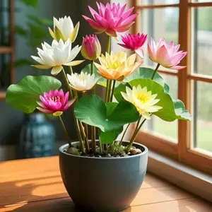 20 lotus seeds, unique varieties, mixed colors, detailed planting guide included, great for ponds, water gardens and gifts, high germination rate, easy to grow