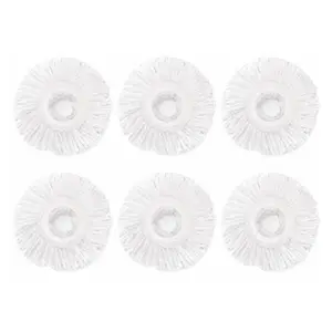 6 Pack Spin Mop Replacement Head for Hurrica, Mopnad, Cassabel and Other 360 Spin Mop Systems, Microfiber Spin Mop Refills (6pc-White)