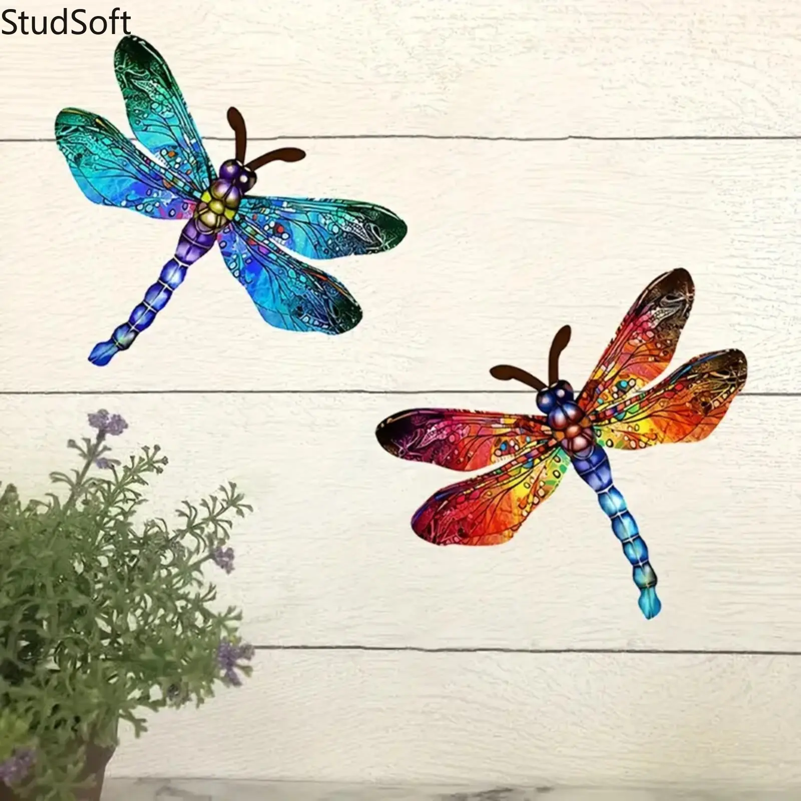 3D Metal Dragonfly Wall Decor, Colorful 3D Stereo Dragonfly Art for Garden, Lawn, Yard, Fence, Patio, Outdoor & Indoor Wall Art Ornament