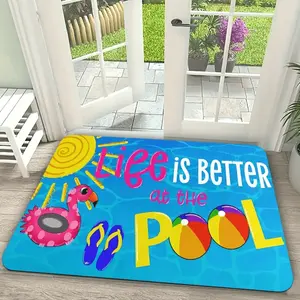 1pc Summer Pool & Beach Welcome Mat - "Life Is Better at the Pool" Design with Colorful Pool Elements, Mat, Perfect for Bathroom, Living Room, Bedroom, Kitchen, and Office, Pool Decorations
